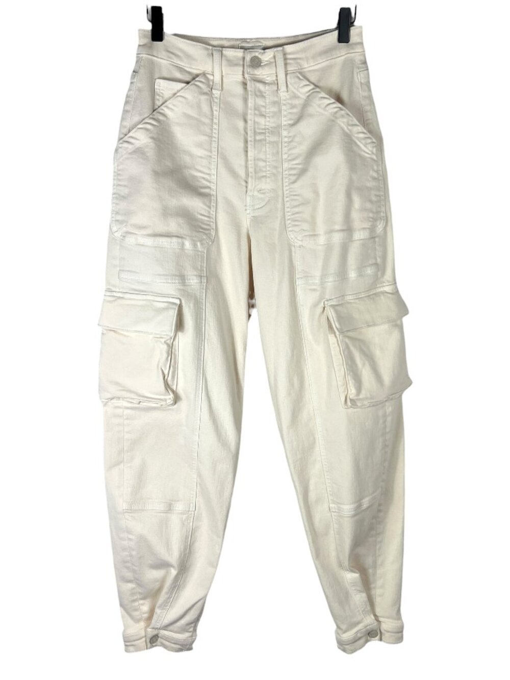 MOTHER Denim The Curbside Cargo Flood Jeans in Egg Nog Cream High Waist Size 29